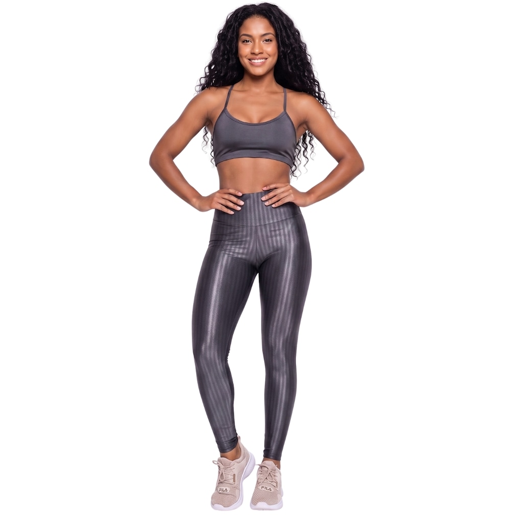 Conjunto Feminina Fitness Top Alça Fina e Calça New Zig Vekyo Roupa De Academia Musculação