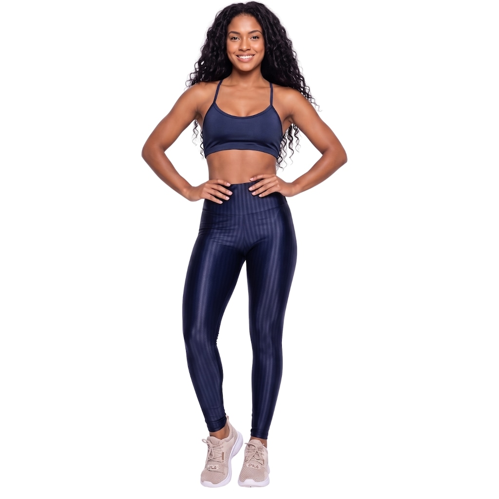 Conjunto Feminina Fitness Top Alça Fina e Calça New Zig Vekyo Roupa De Academia Musculação
