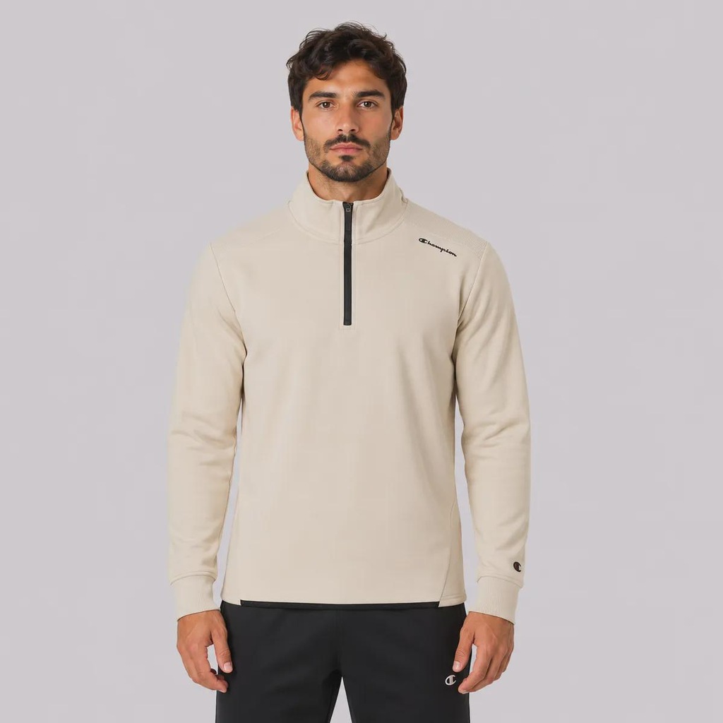 Blusão de Moletom Champion Quarter Zip Mini Script Logo Masculino