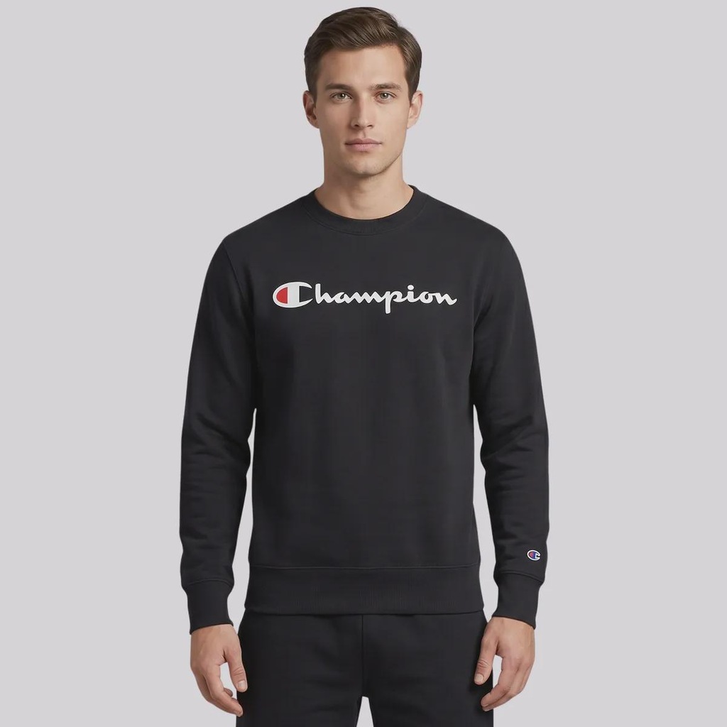 Blusão de Moletom Champion Crewnek Athletic Script  INK Masculino