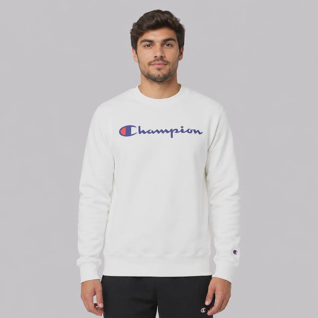 Blusão de Moletom Champion Crewnek Athletic Script INK Masculino
