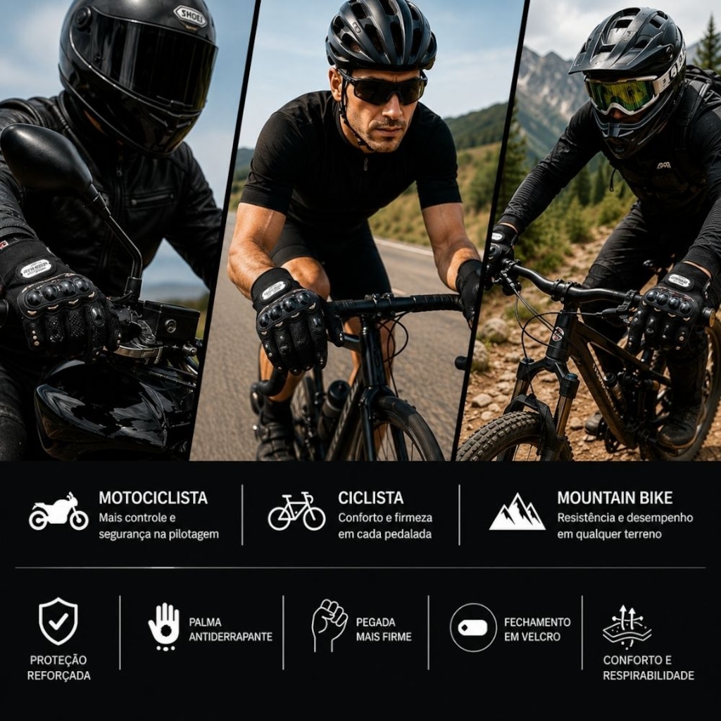 Imagem 4 do produto Luvas Moto Motocross Ciclismo Pro Bike Esportiva Antiderrapante