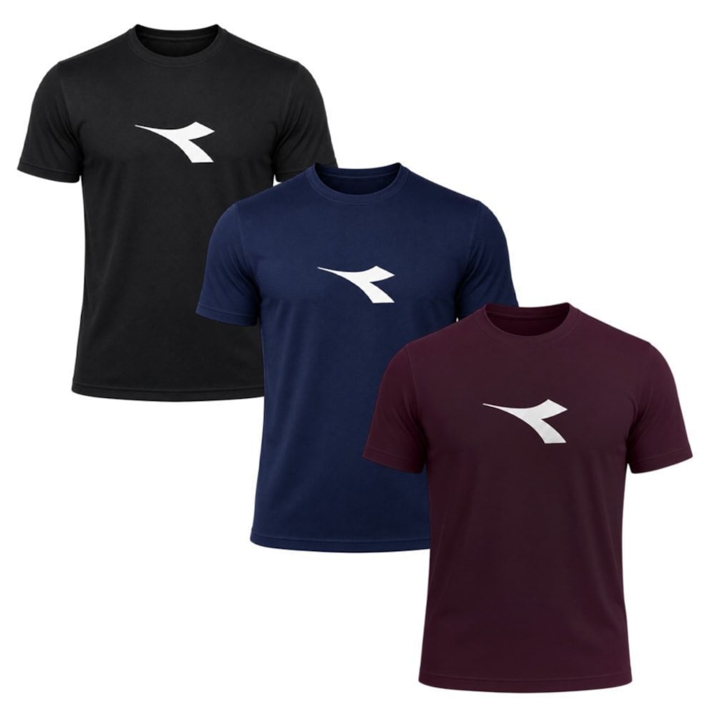 Kit 3 Camisetas Diadora Big Logo Masculino
