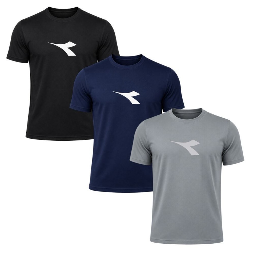 Kit 3 Camisetas Diadora Big Logo Masculino