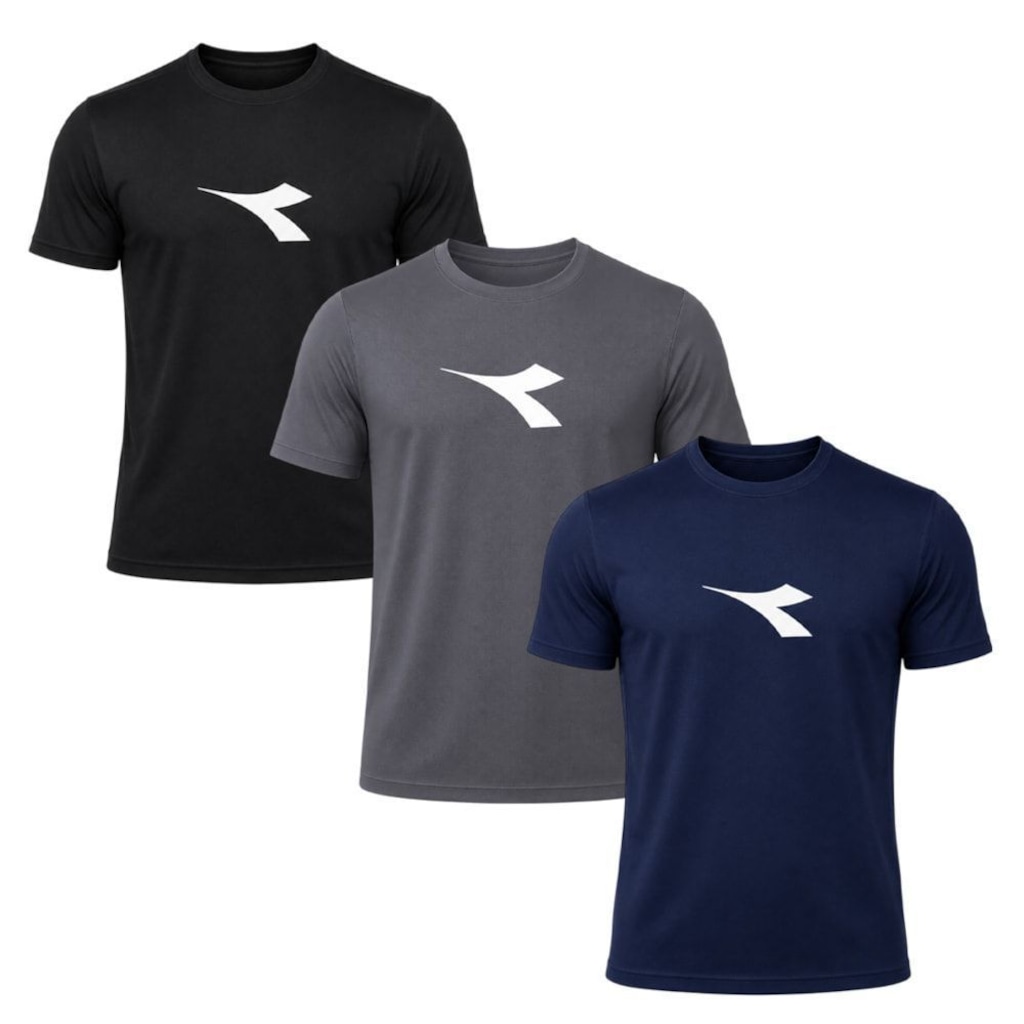 Kit 3 Camisetas Diadora Big Logo Masculino