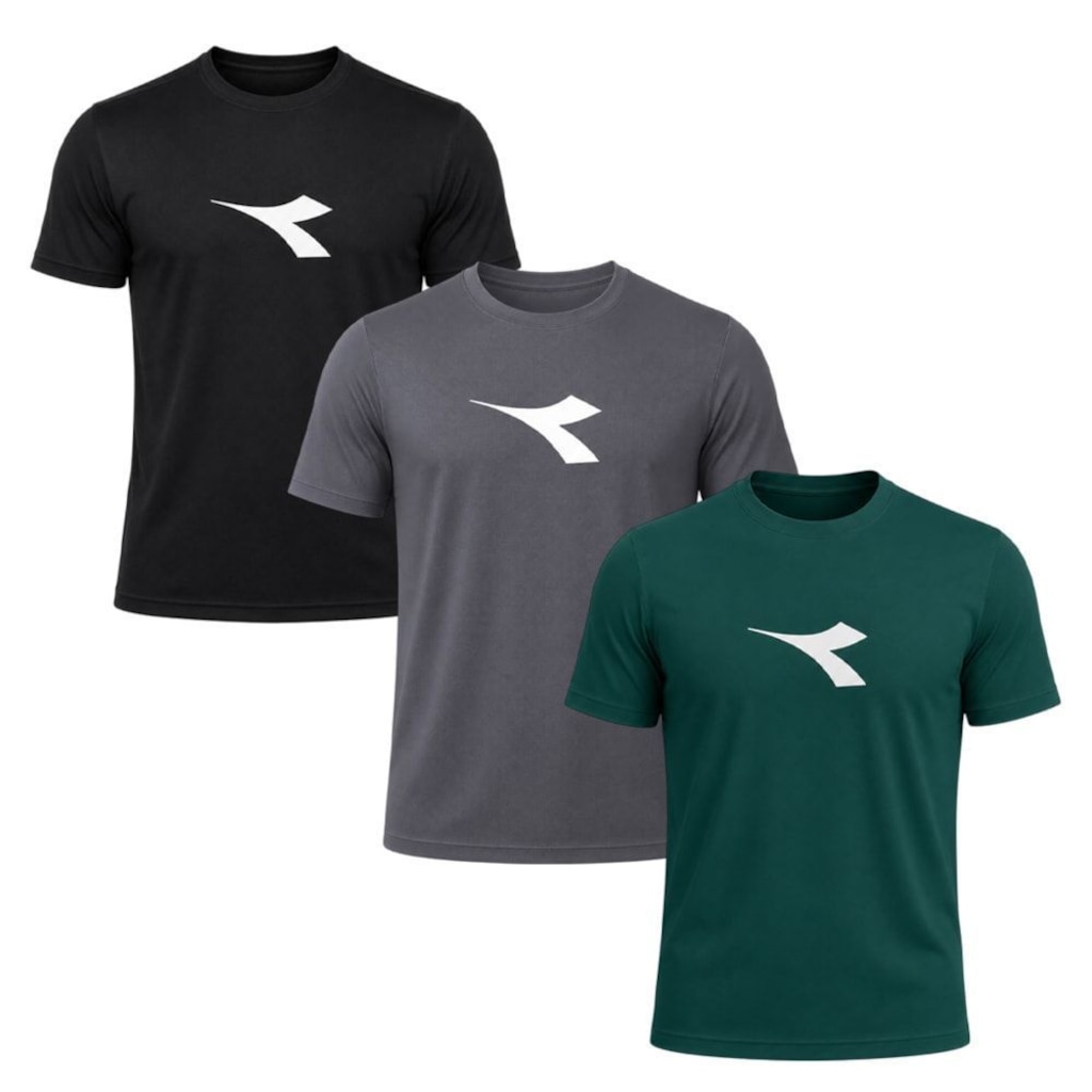 Kit 3 Camisetas Diadora Big Logo Masculino