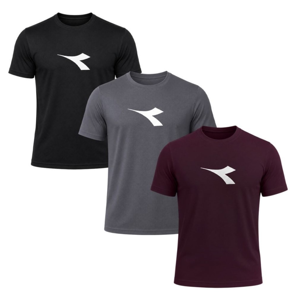 Kit 3 Camisetas Diadora Big Logo Masculino