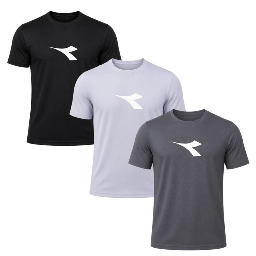 Kit 3 Camisetas Diadora Big Logo Masculino