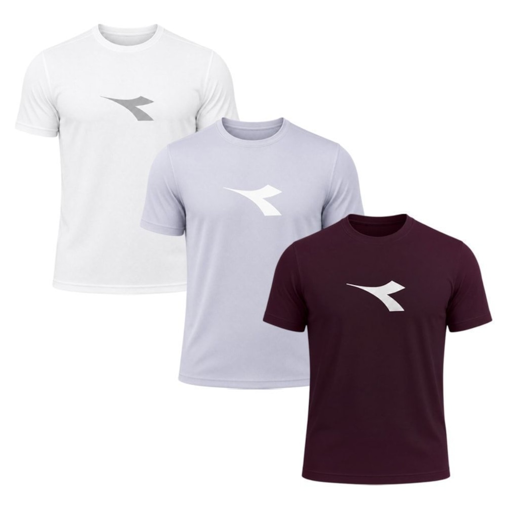 Imagem 1 do produto Kit 3 Camisetas Diadora Big Logo Masculino