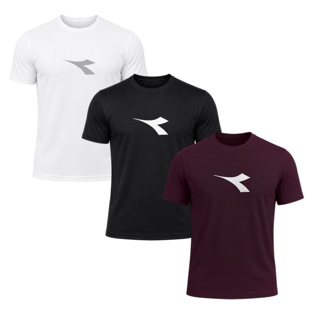 Imagem 1 do produto Kit 3 Camisetas Diadora Big Logo Masculino