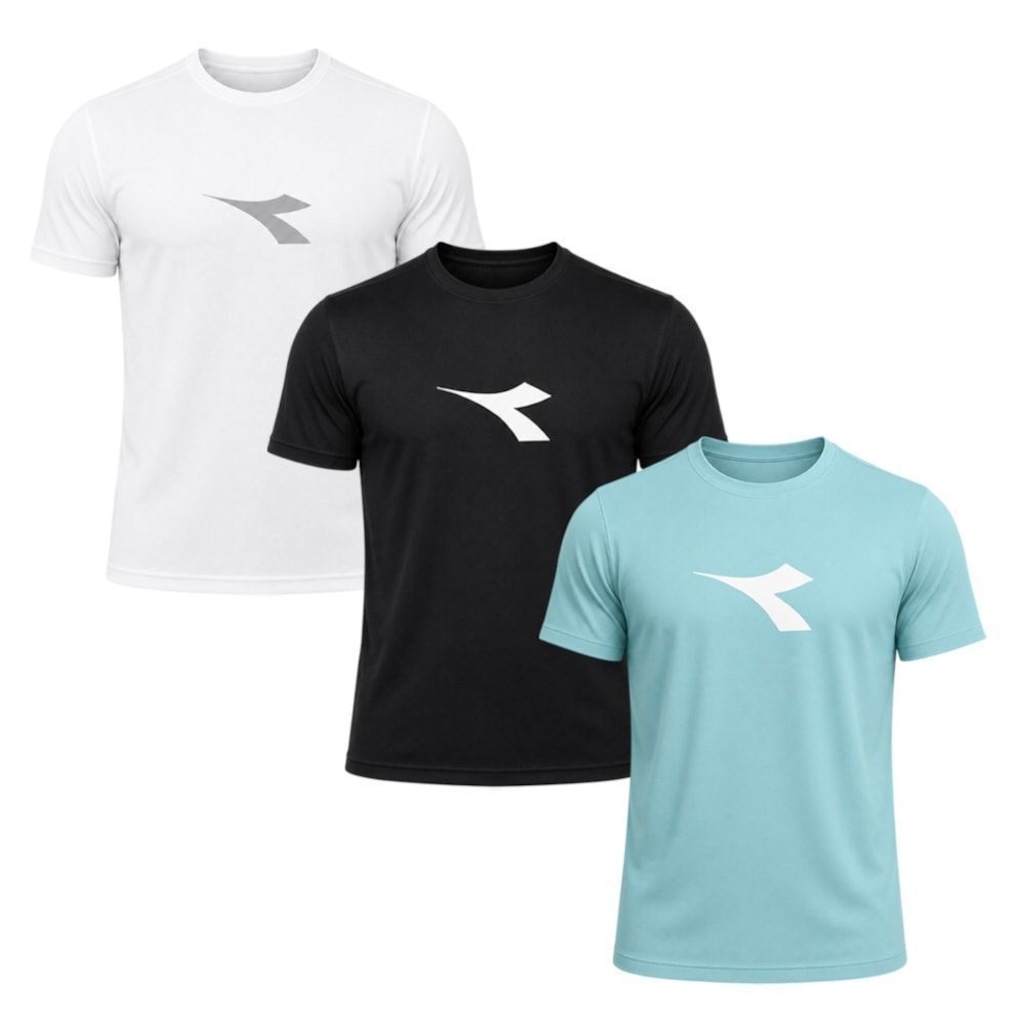 Imagem 1 do produto Kit 3 Camisetas Diadora Big Logo Masculino
