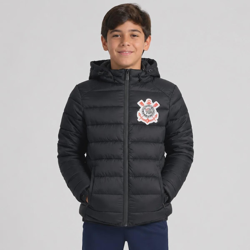 Jaqueta do Corinthians Puffer com Capuz Infantil