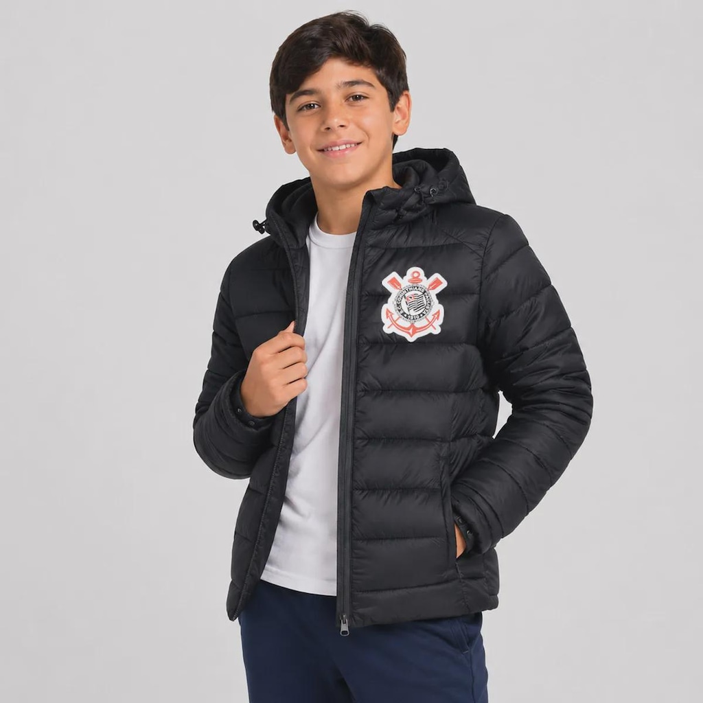 Imagem 2 do produto Jaqueta do Corinthians Puffer com Capuz Infantil