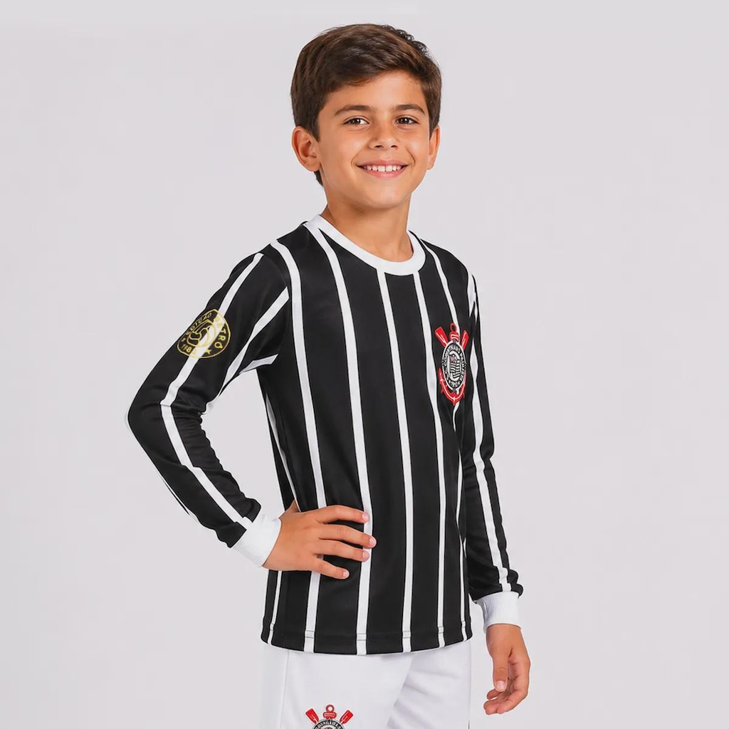 Imagem 2 do produto Camiseta do Corinthians Democracia Retrô Manga Longa Infantil
