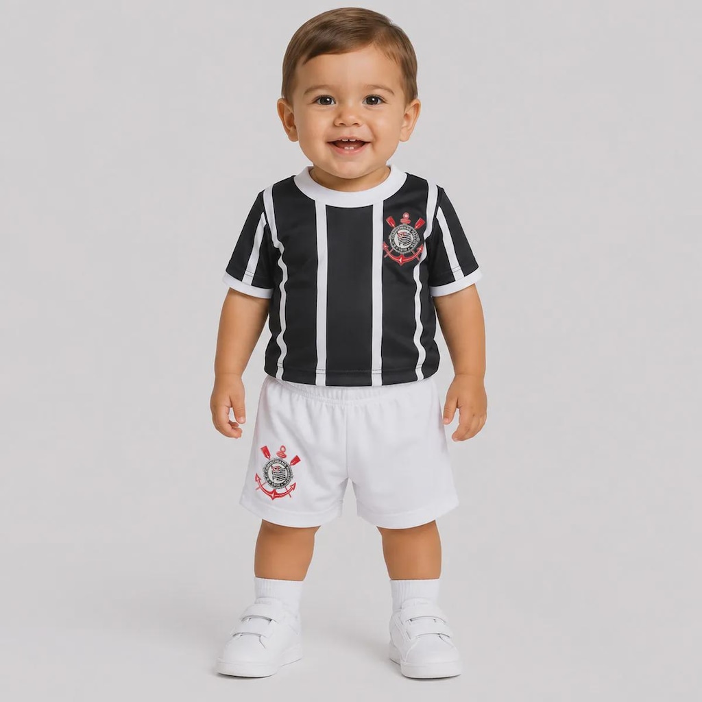 Kit Uniforme de Futebol do Corinthians Baby Infantil