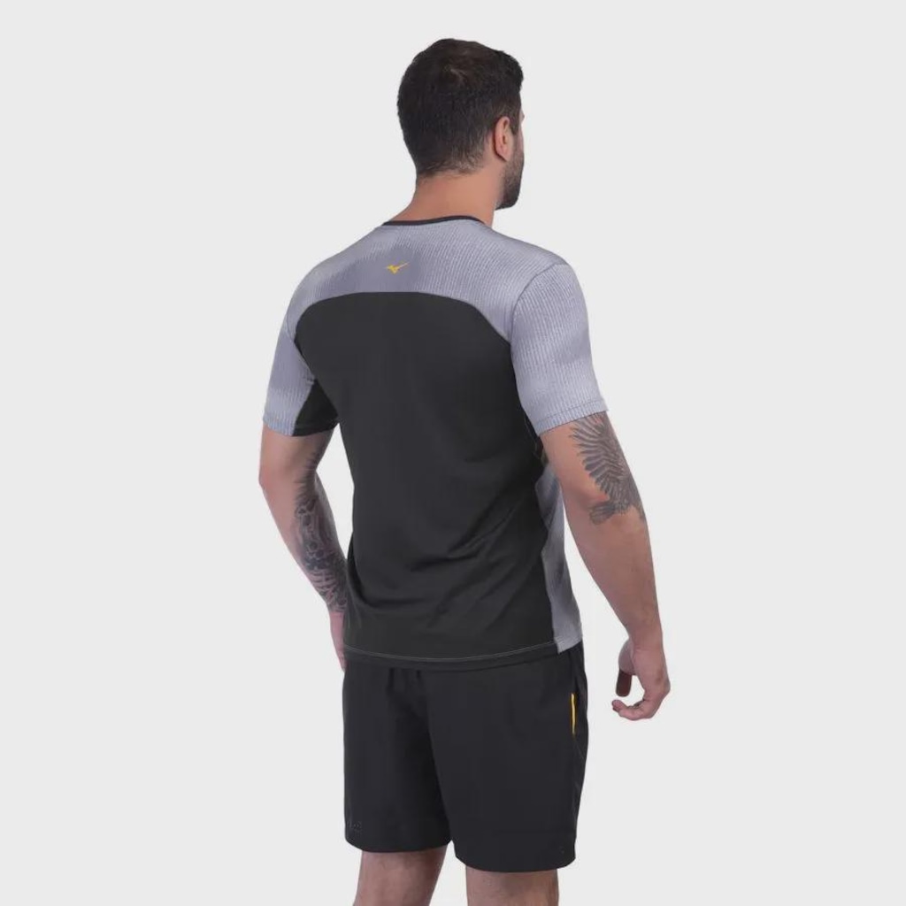 Imagem 2 do produto Camiseta Mizuno Run Easy 5 Masculina - Cinza/Preta - Mizuno - Masculino