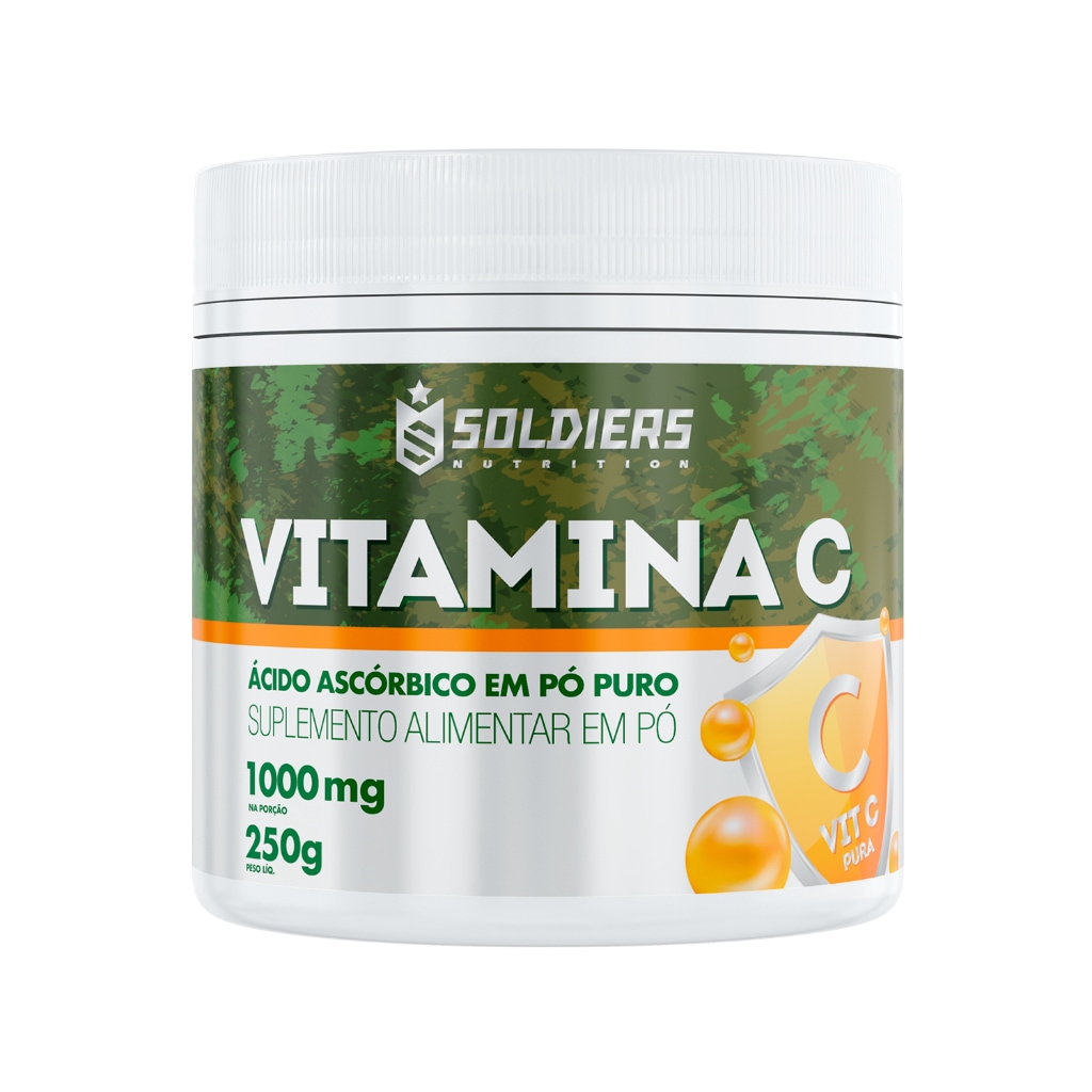 Vitamina C em Pó - Ácido Ascórbico 250g - 100% Puro Importado - Soldiers Nutrition