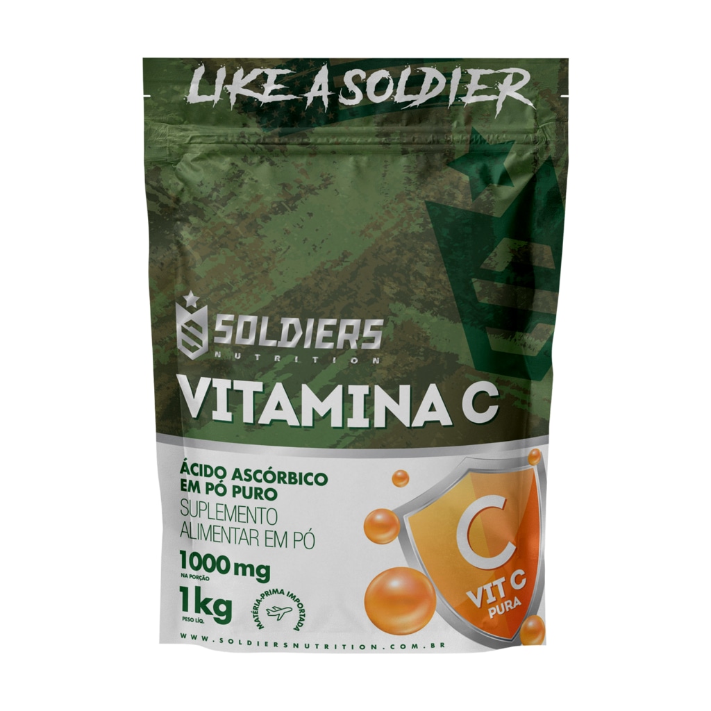 Vitamina C em Pó Ácido Ascórbico 1kg 100% Puro Importado Soldiers Nutrition