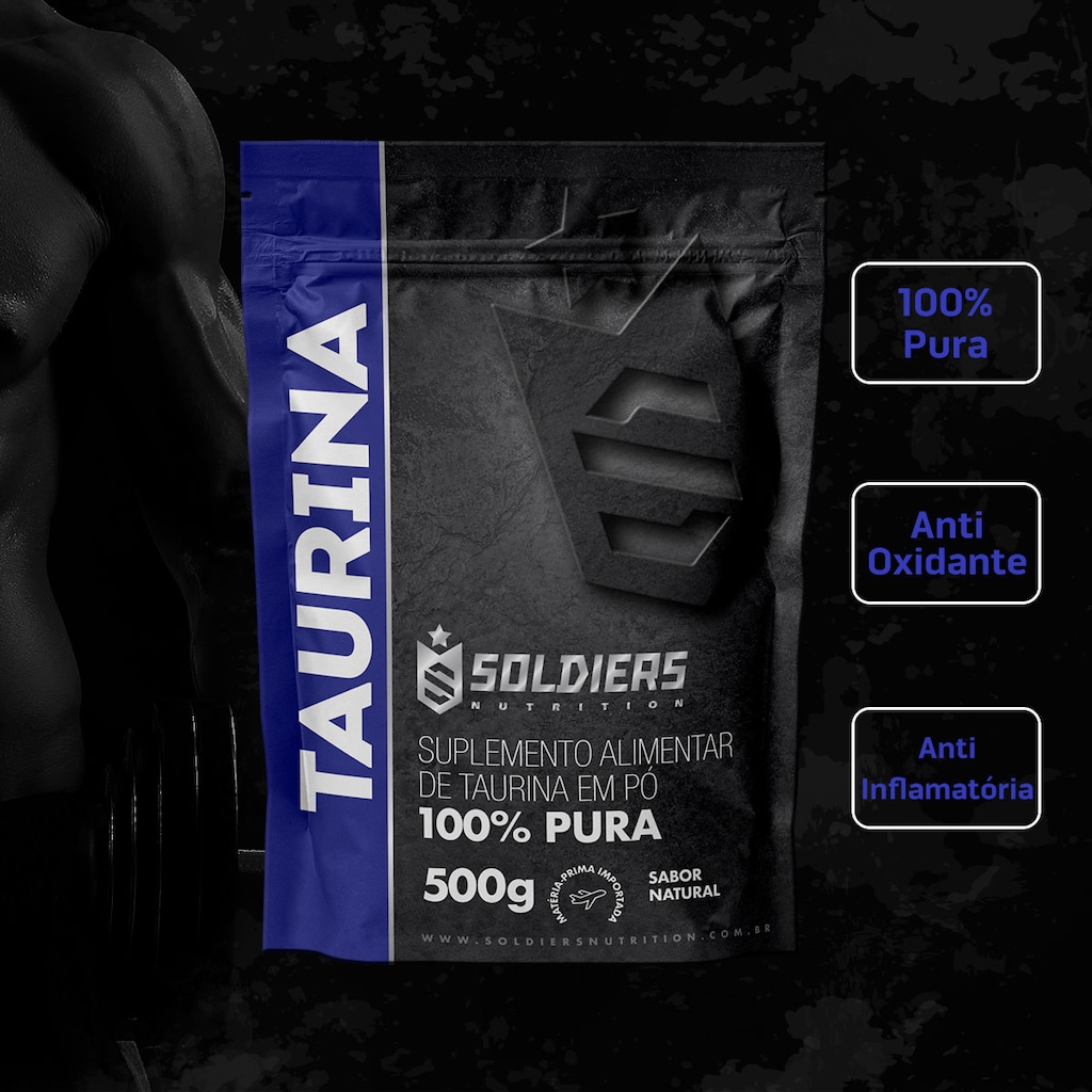 Imagem 3 do produto L-Taurina 500g 100% Pura Importada Soldiers Nutrition
