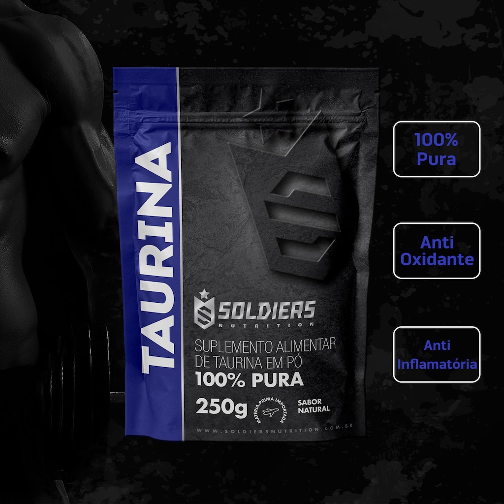 Imagem 3 do produto L-Taurina 250g 100% Pura Importada Soldiers Nutrition