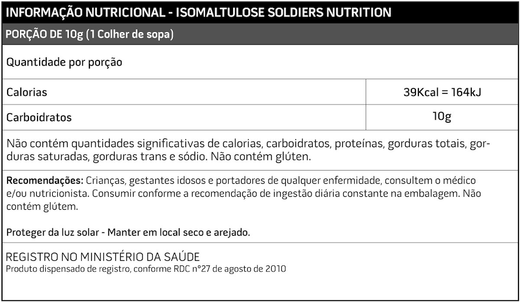 Imagem 2 do produto Isomaltulose 250g 100% Puro Importado Soldiers Nutritions