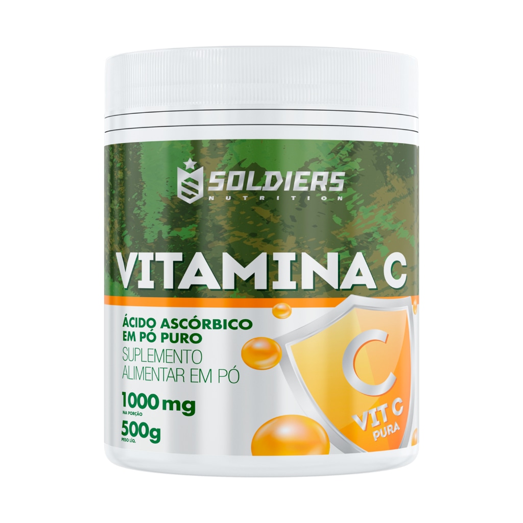 Vitamina C em Pó - Ácido Ascórbico 500g - 100% Puro Importado - Soldiers Nutrition
