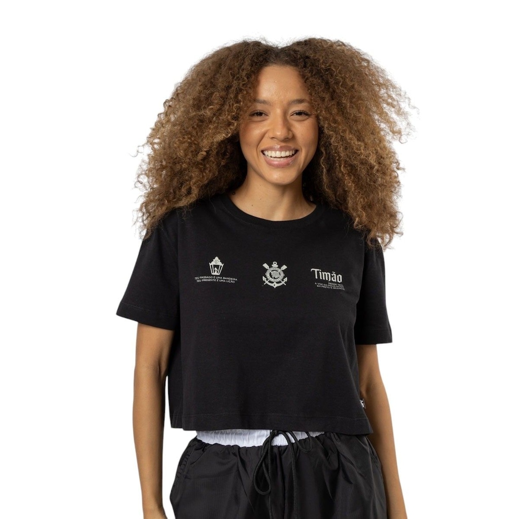 Cropped do Corinthians Glorioso Oversized Surf Center Feminino