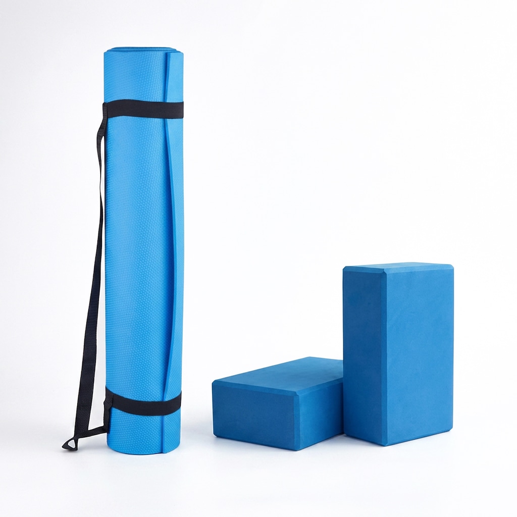Imagem 1 do produto Kit Tapete 2 Blocos Best Fit Yoga Pilates Meditação Exercício Fitness