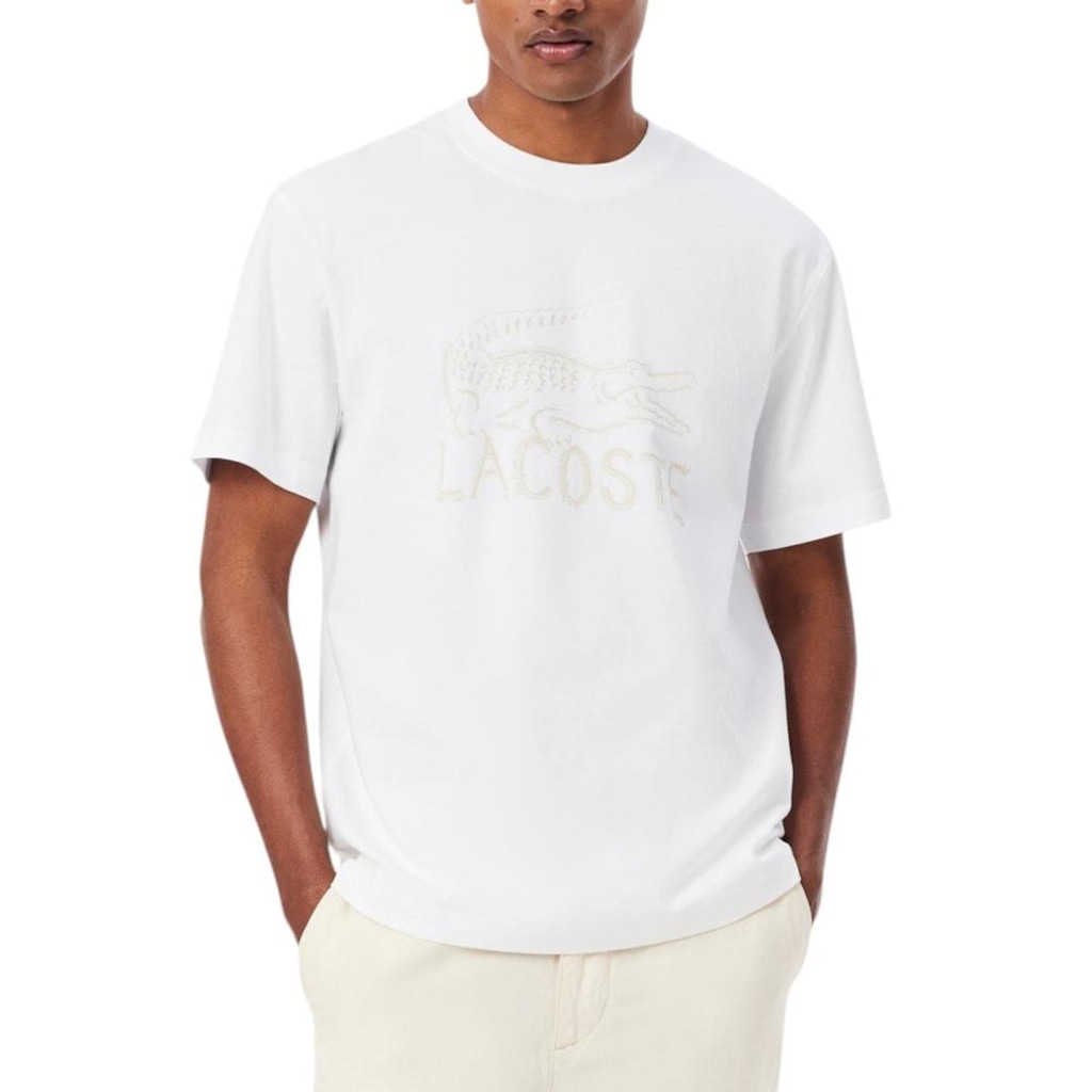 Camiseta Masculino Lacoste Estampada Blanc
