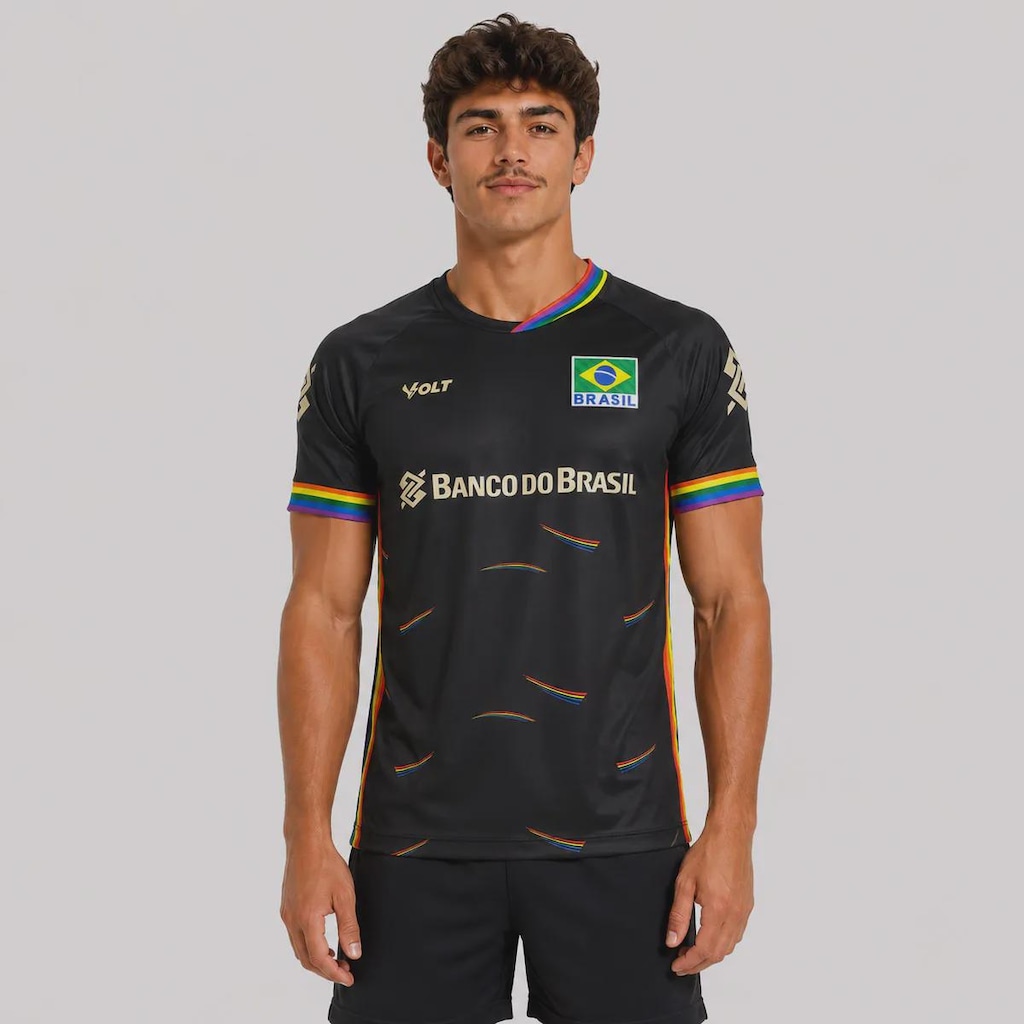 Camisa do Brasil Vôlei CBV 2026 Lgbt Volt Masculina