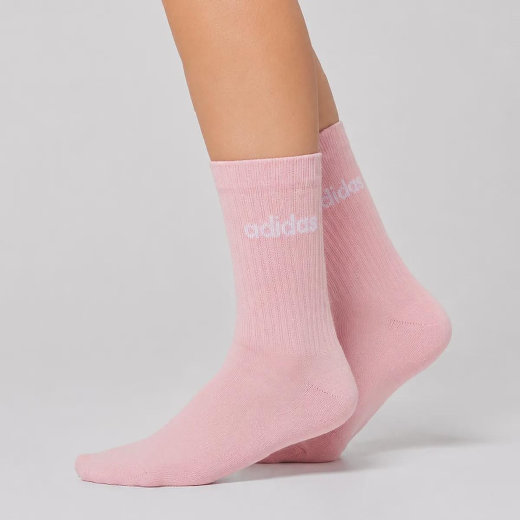 Kit 3 Pares de Meia Cano Alto adidas Crew Feminina