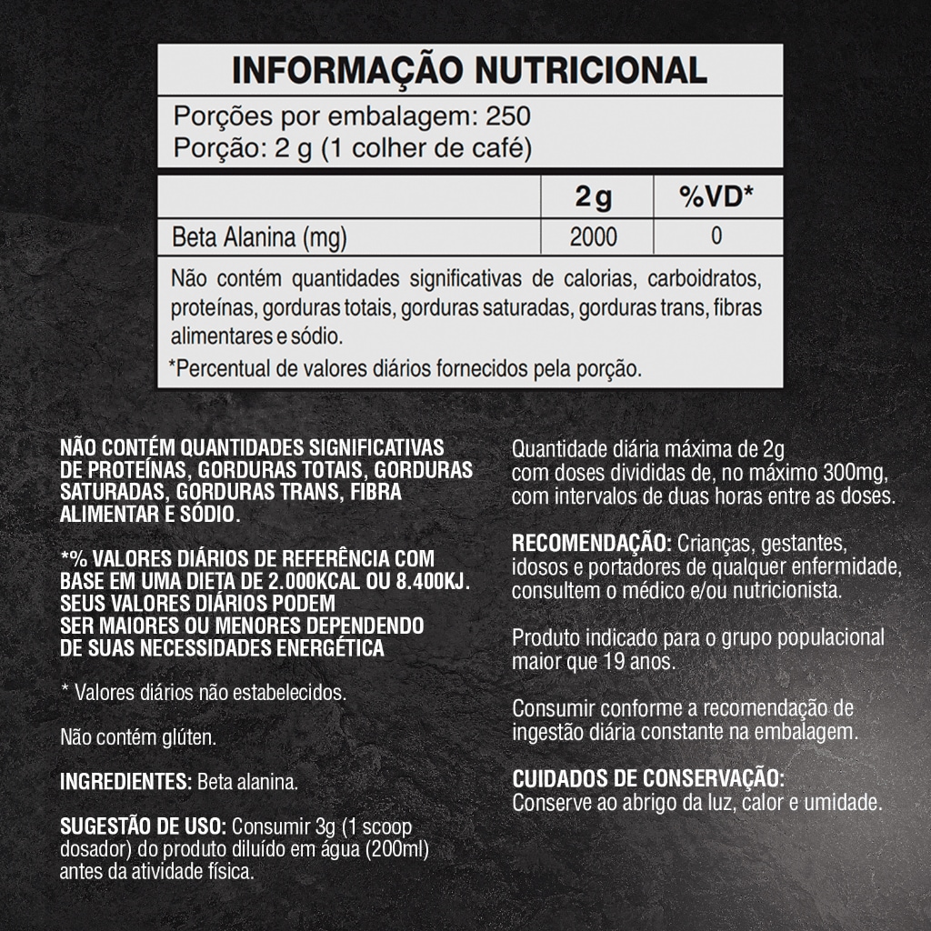 Imagem 4 do produto Beta Alanina 500g - 100% Pura Importada - Soldiers Nutrition