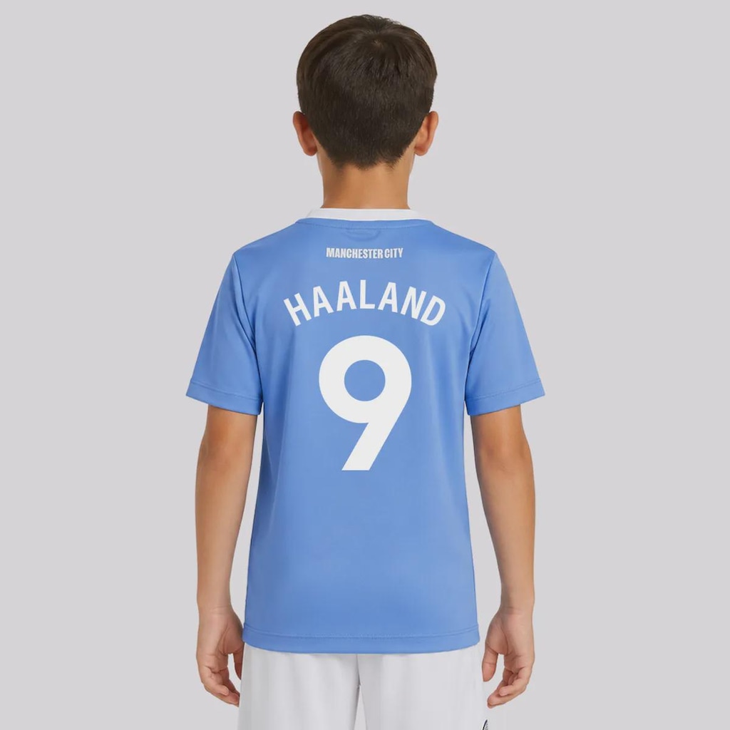 Camisa do Manchester City Citizens 9 Haaland Infantil