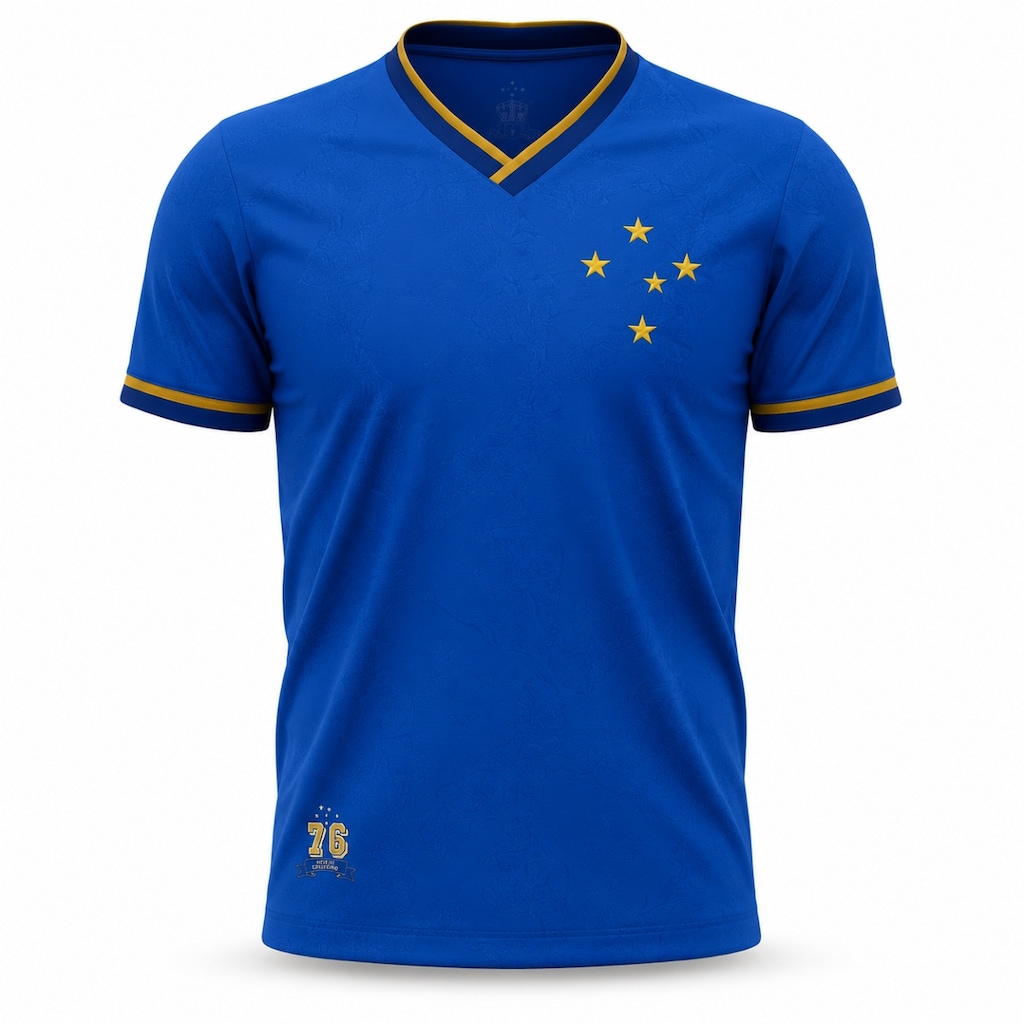 Camisa Cruzeiro Jacquard Edição Especial 1976 Gold Edition RetrôMania Masculino