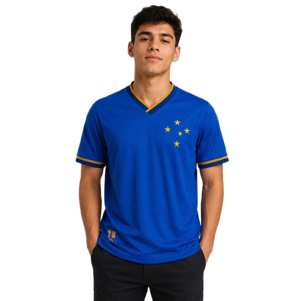 Imagem 2 do produto Camisa Cruzeiro Jacquard Edição Especial 1976 Gold Edition RetrôMania Masculino