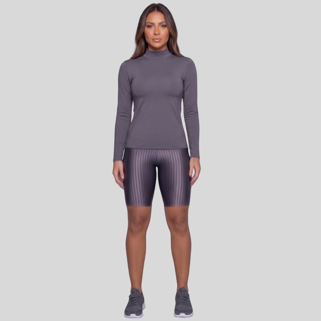 Conjunto Fitness Vekyo Blusa Térmica Proteção UV e Bermuda New Zig - Feminino