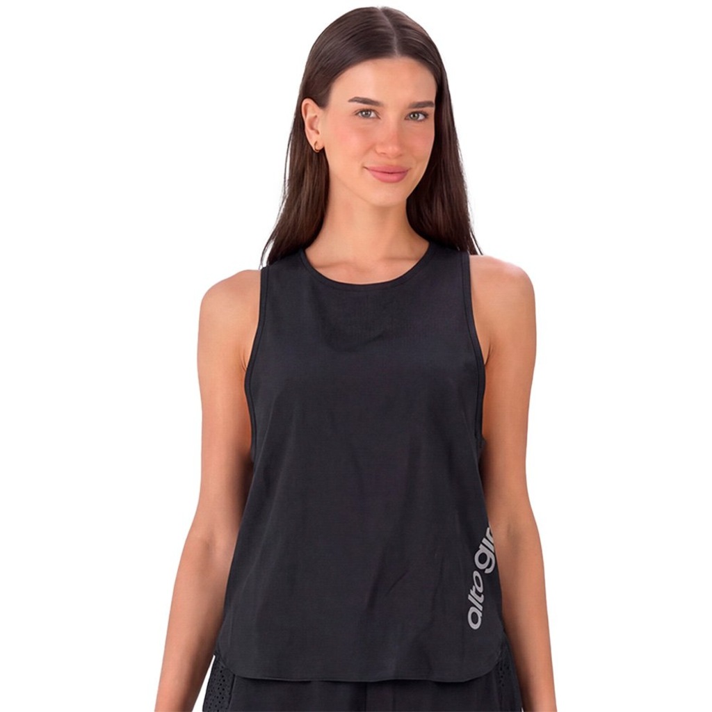 Camiseta Regata Alto Giro Com Plissado Feminina