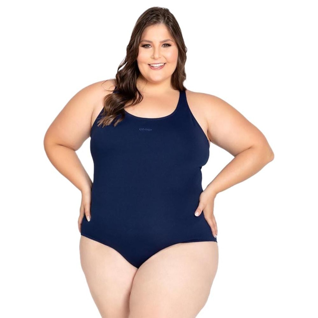 Maiô Natação Trinys Helanca Costas Nadador Plus Size Feminino