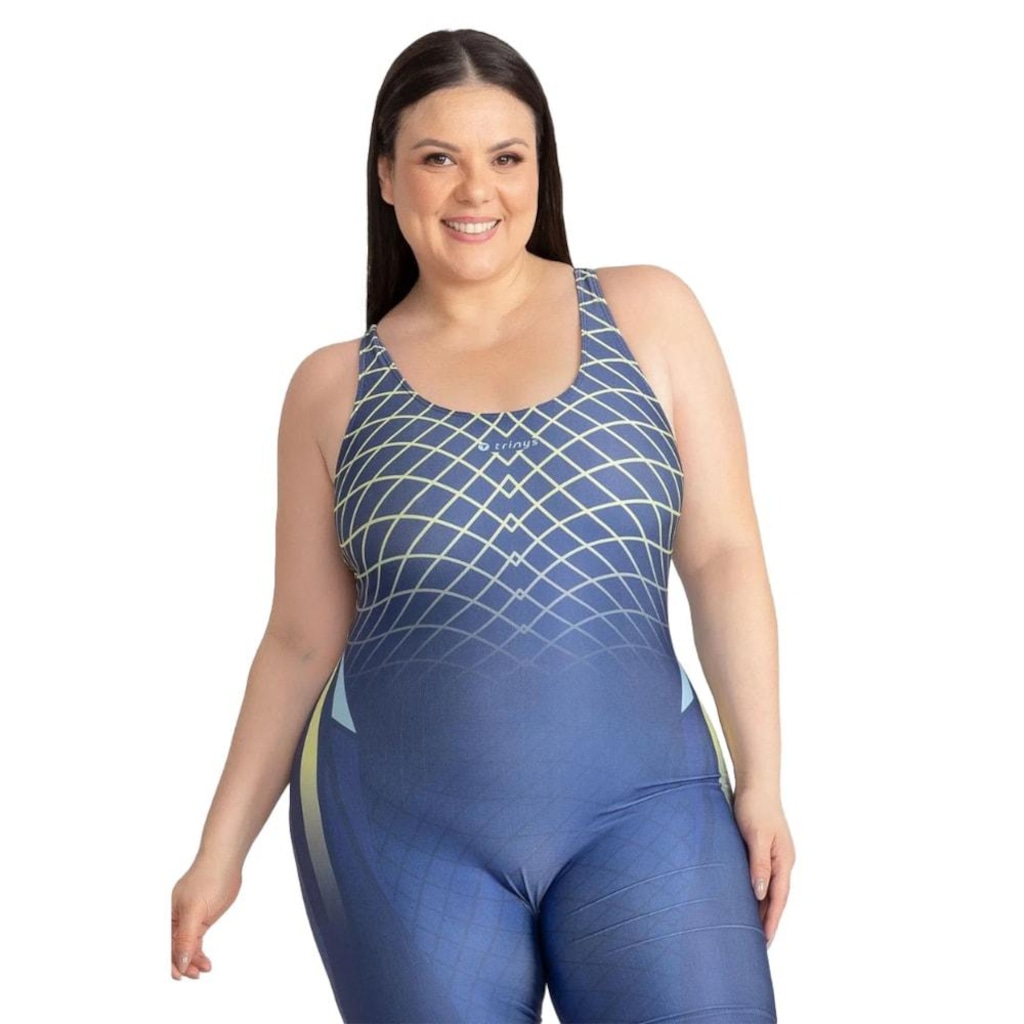 Maio Macaquinho Natação Trinys Estampado Plus Size
