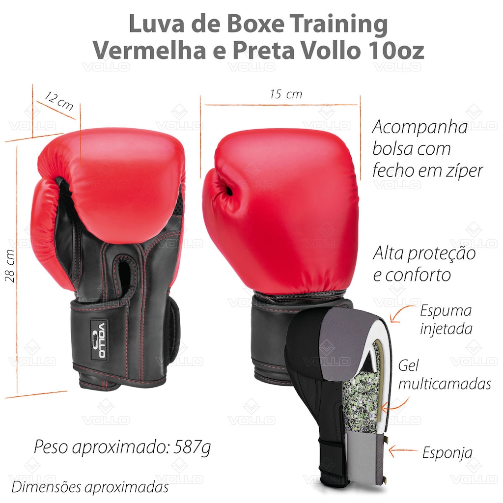 Imagem 4 do produto Kit Boxe Luva 10Oz + Protetor Bucal + Bandagem Vollo