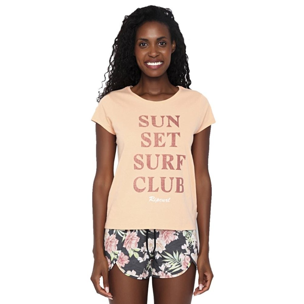 Camiseta Rip Curl Sunset Surf Peach Feminina