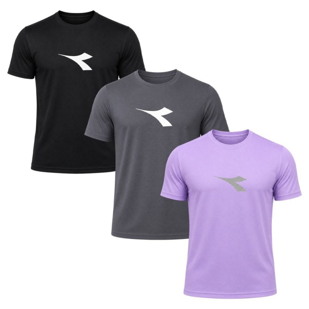 Kit 3 Camisetas Diadora Big Logo Masculino