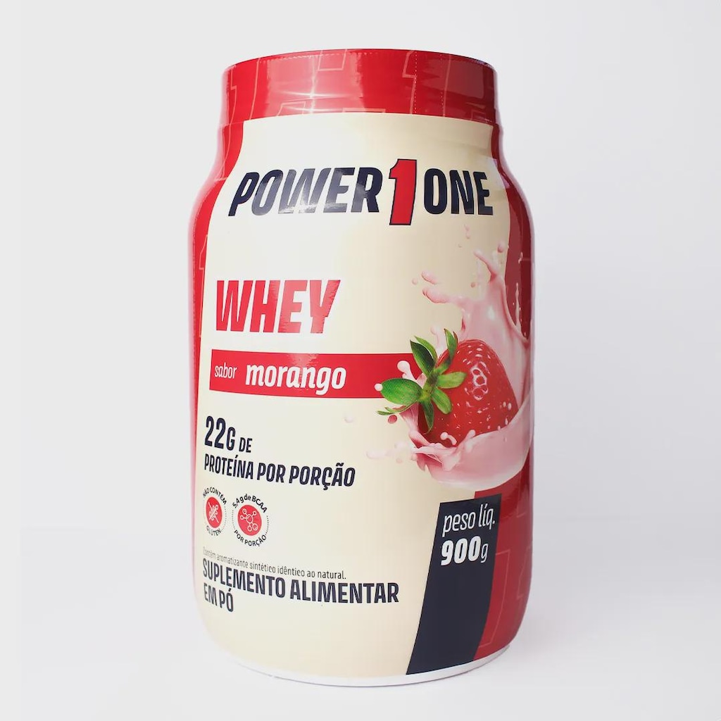 Whey Protein Concentrado Morango 900g Power1One