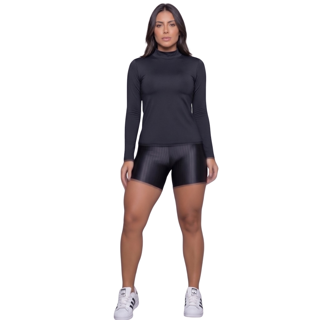 Conjunto Fitness Blusa Térmica Proteção UV e Short New Zig Vekyo