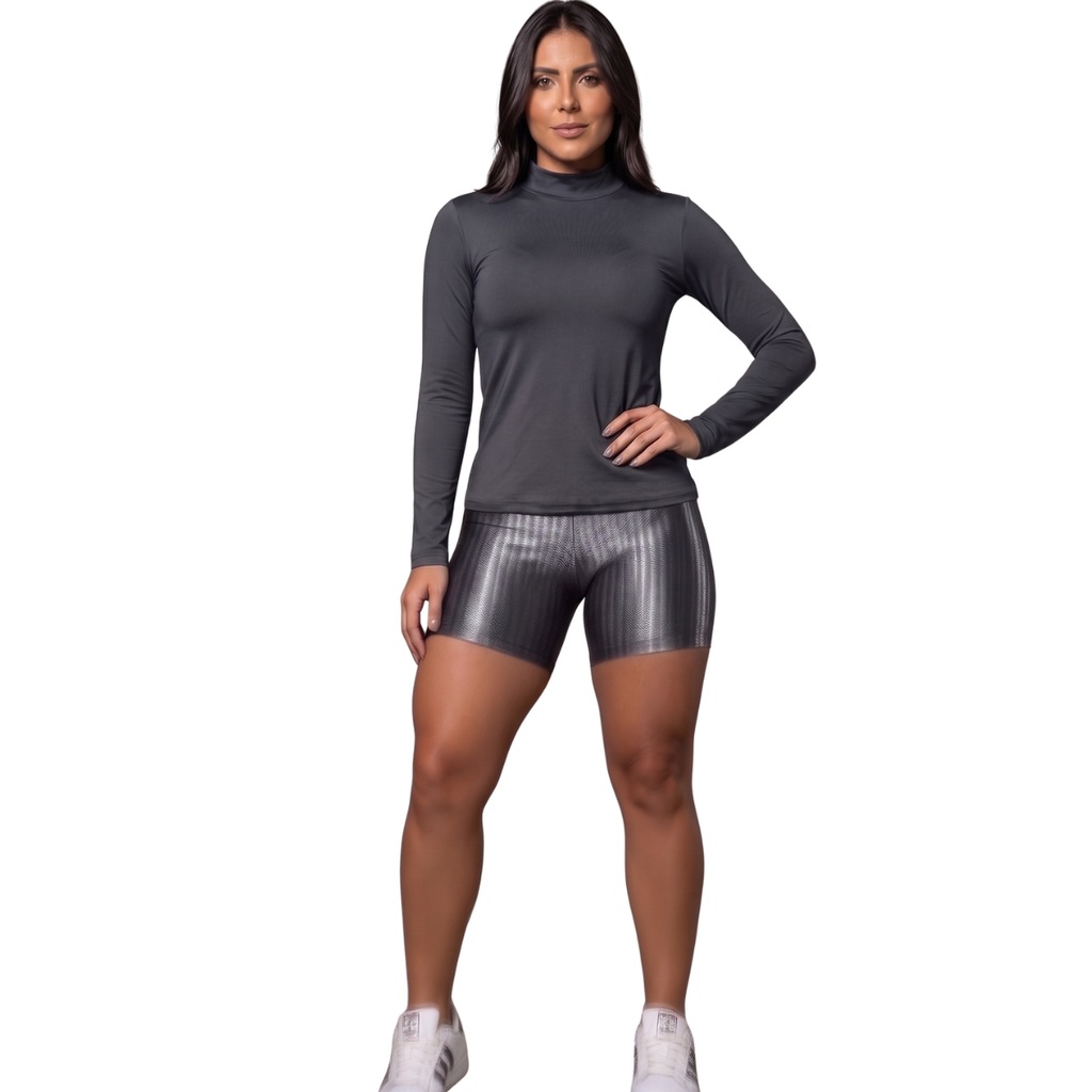 Conjunto Fitness Blusa Térmica Proteção UV e Short New Zig Vekyo