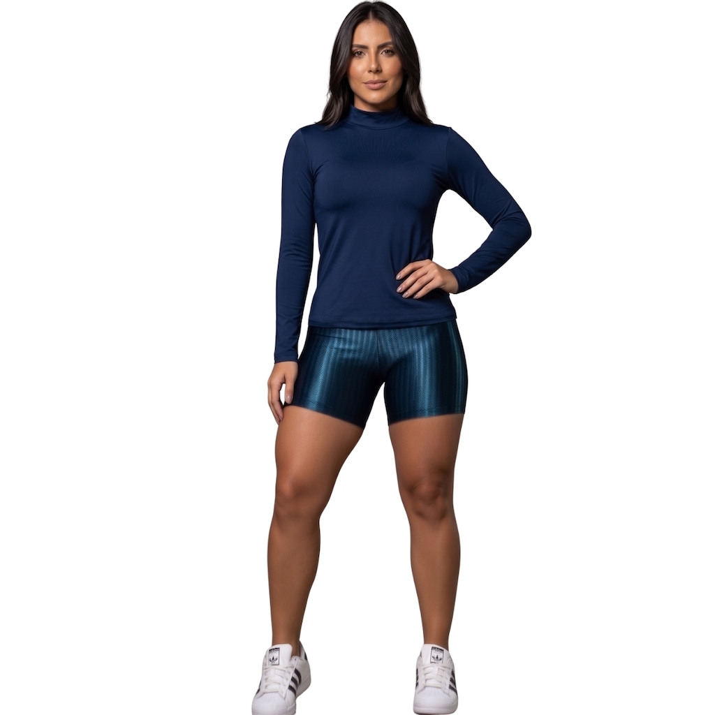 Conjunto Fitness Blusa Térmica Proteção UV e Short New Zig Vekyo