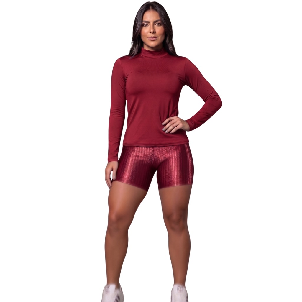 Conjunto Fitness Blusa Térmica Proteção UV e Short New Zig Vekyo
