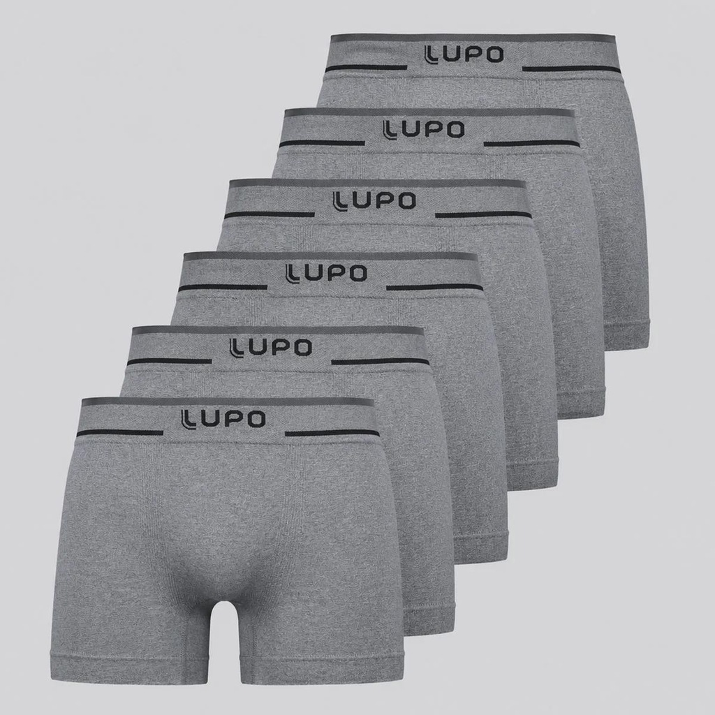 Kit 6 Cuecas Boxer Lupo Sem Costura Adulto