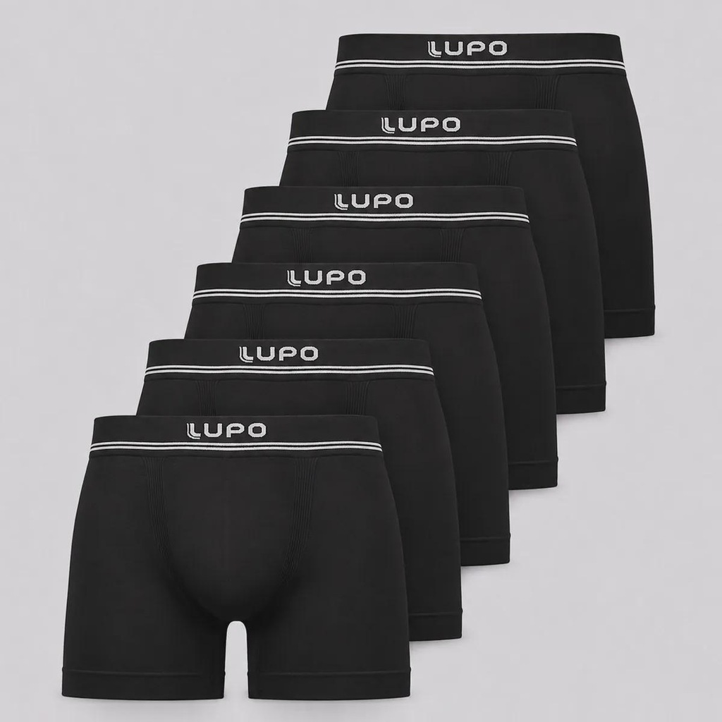 Kit 6 Cuecas Boxer Lupo Microfibra Sem Costura Adulto