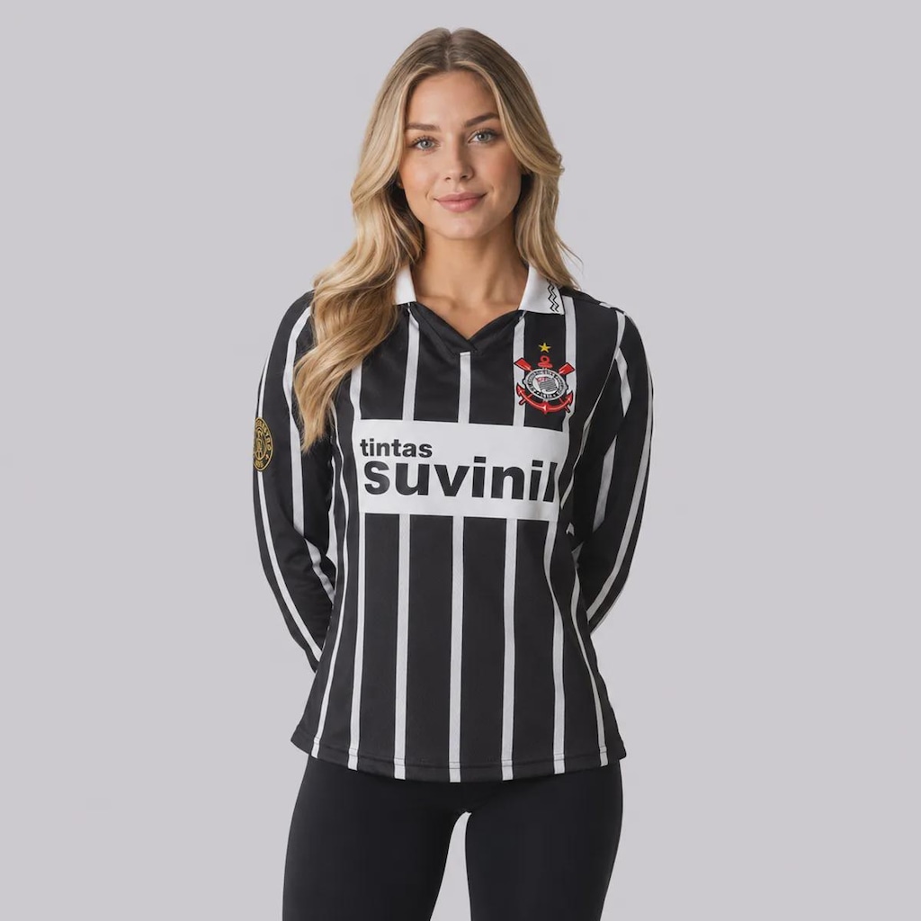 Imagem 1 do produto Camisa do Corinthians Retrô Suvinil Manga Longa Feminina
